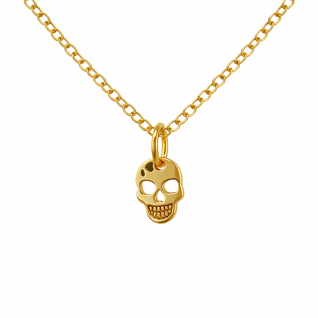 Collier pendentif tête de mort en plaqué Or