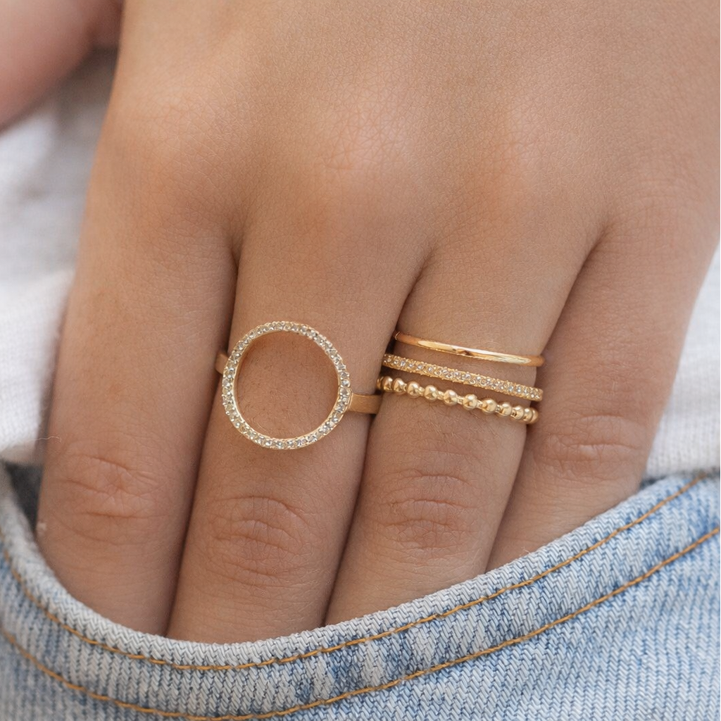 Bague petites perles/boules en Plaqué or - Alliance Anneau boules Or bague superposable