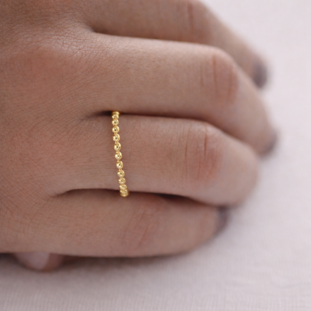 Bague petites perles/boules en Plaqué or - Alliance Anneau boules Or bague superposable