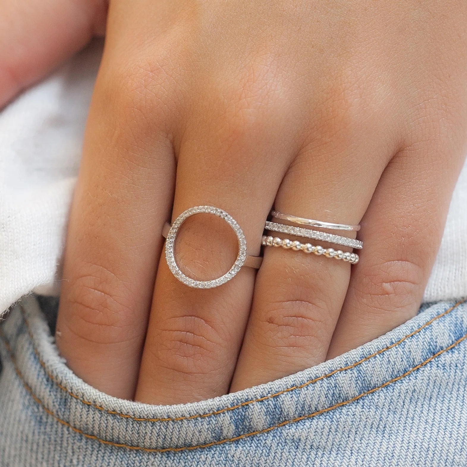 Bague petites perles/boules en Argent 925 - Alliance Anneau boules Argent bague superposable