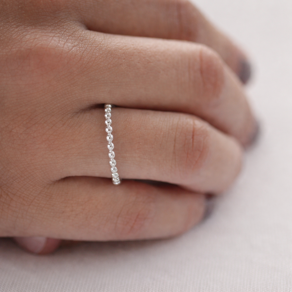 Bague petites perles/boules en Argent 925 - Alliance Anneau boules Argent bague superposable