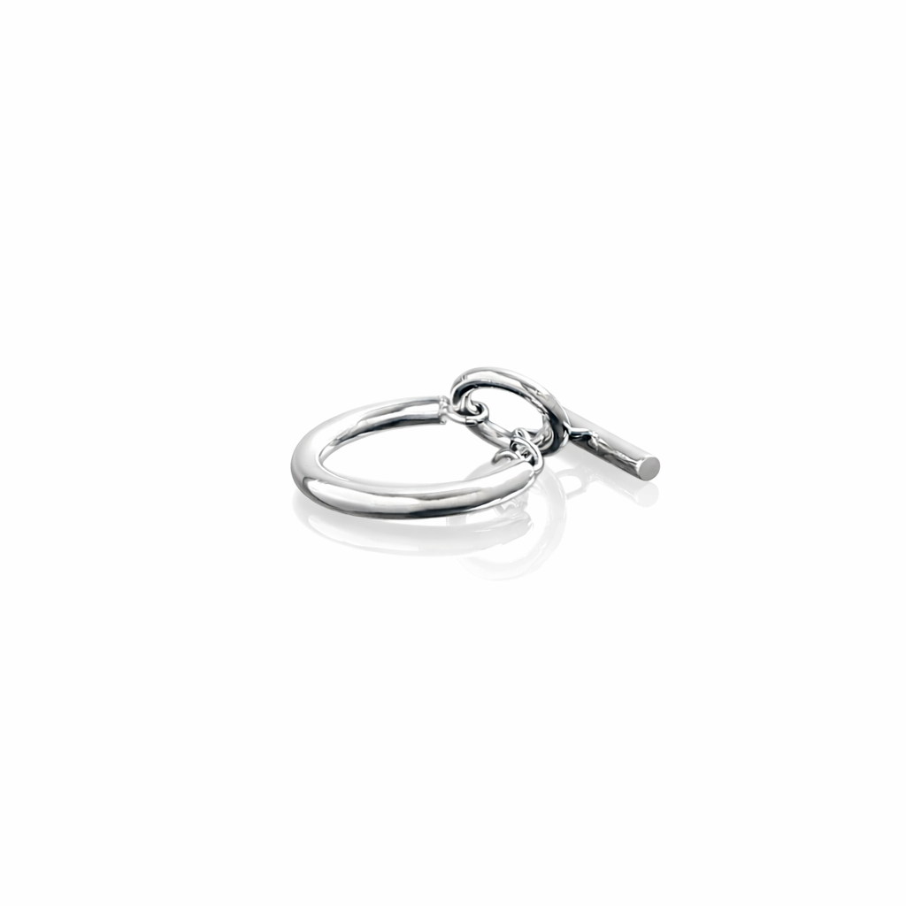 Bague cercle et barre - Bague chainette chaine en argent massif