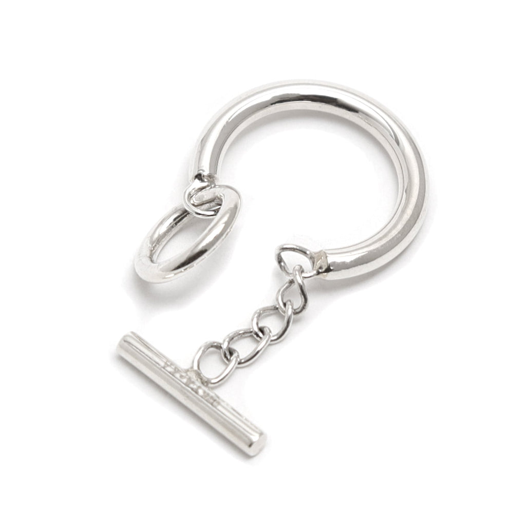 Bague cercle et barre - Bague chainette chaine en argent massif