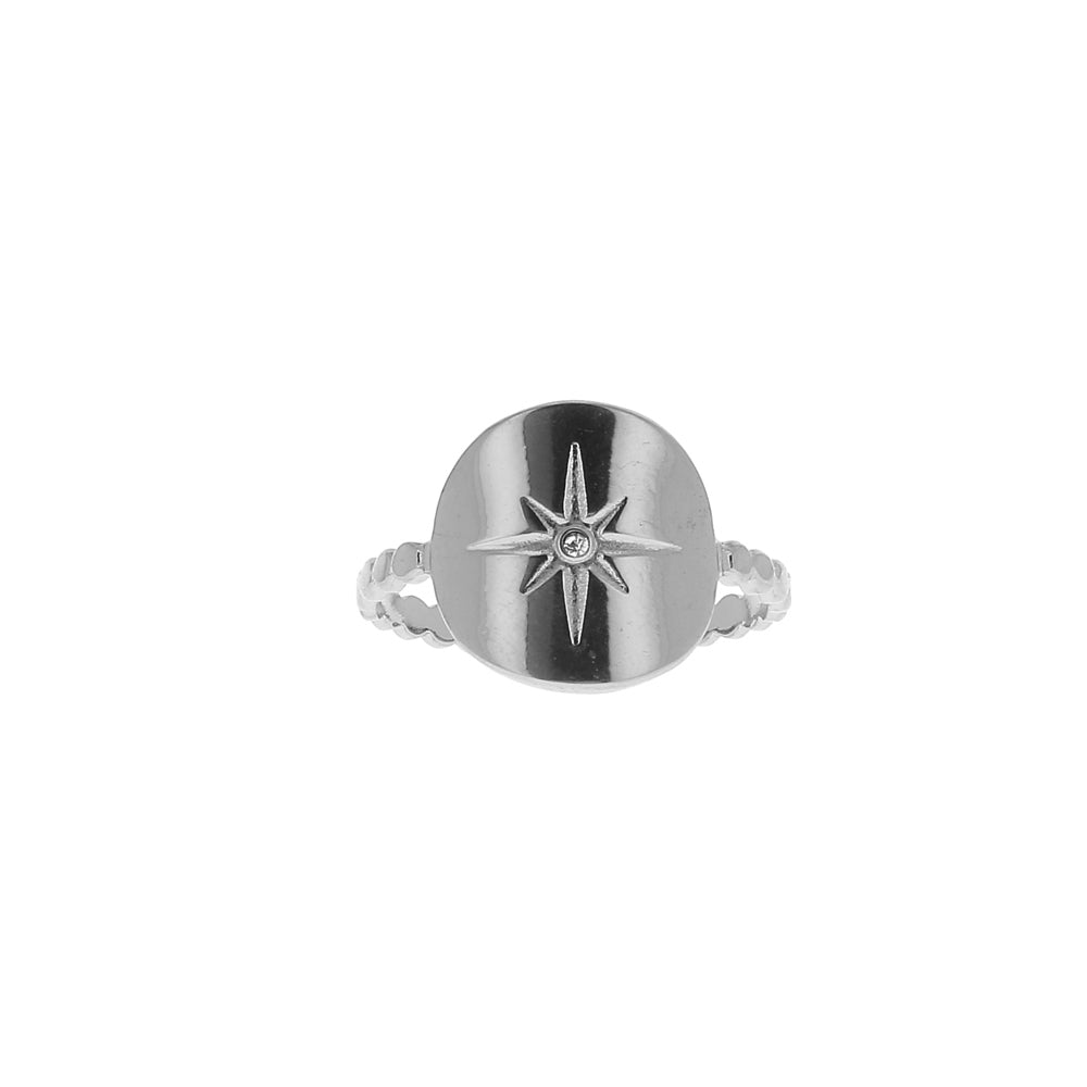 Bague étoile du nord argentée - Bague ajustable étoilée