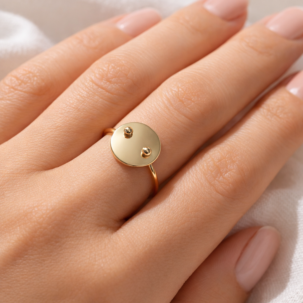 Bague pastille ronde plaqué or