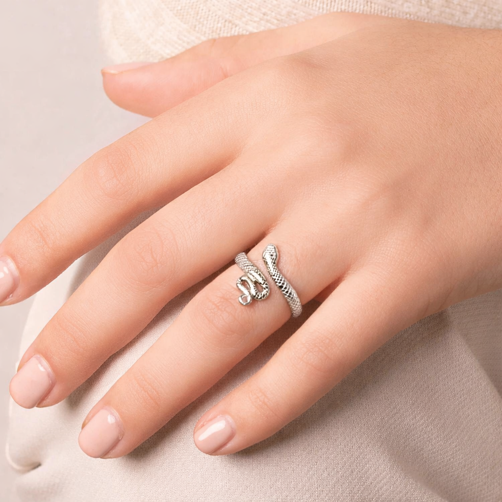 Bague serpent double tours en Argent 925