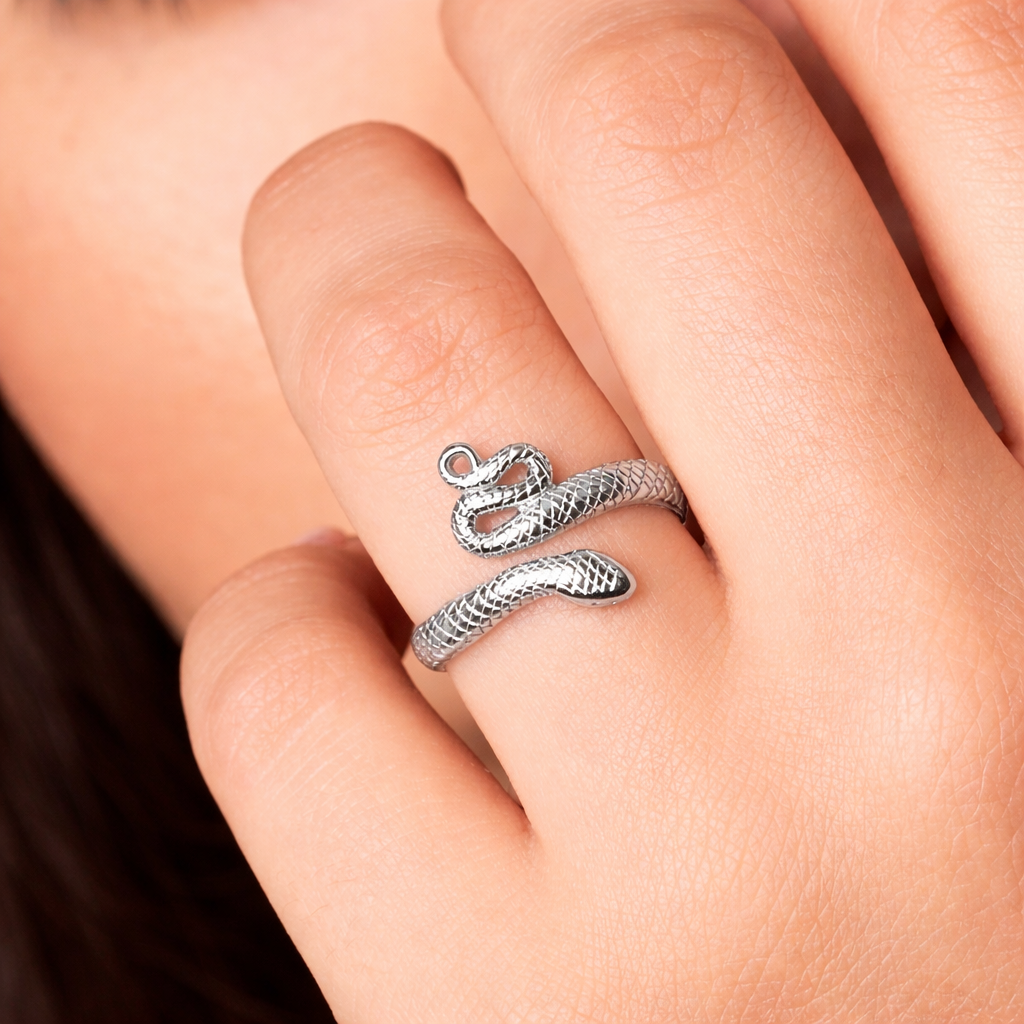 Bague serpent double tours en Argent 925