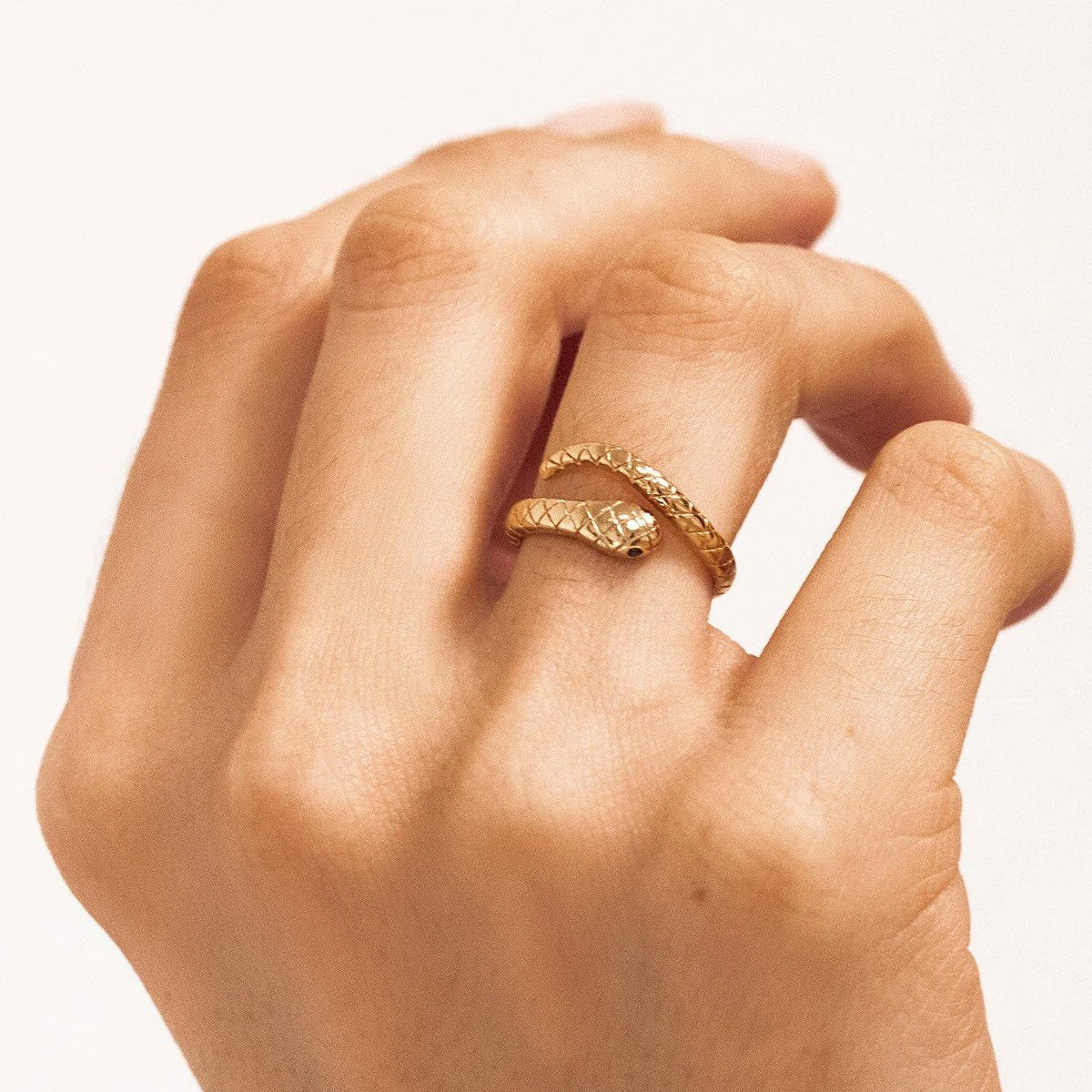 Bague serpent dorée à l'or fin - Alliance serpent