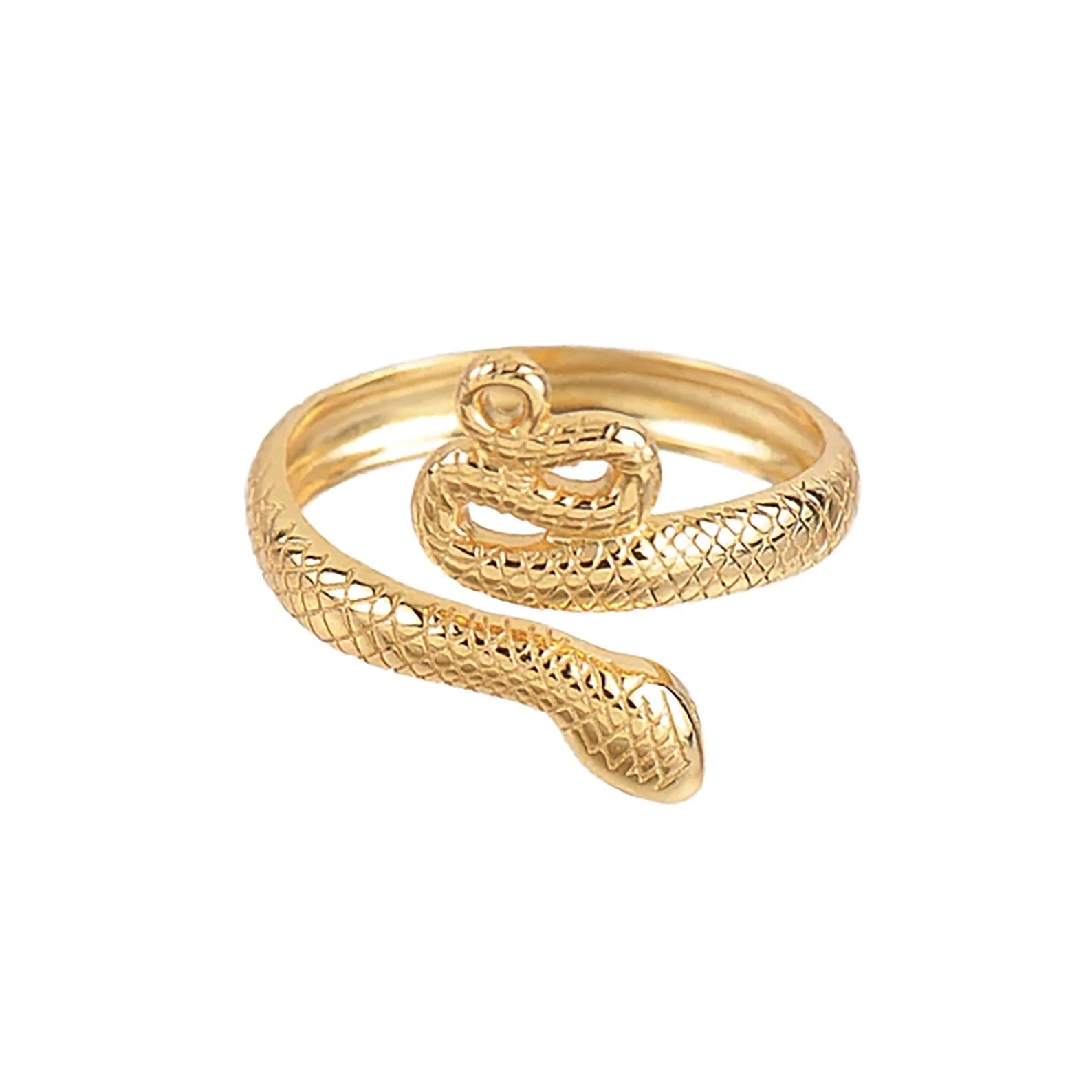 Bague serpent double tours dorée à l'or fin