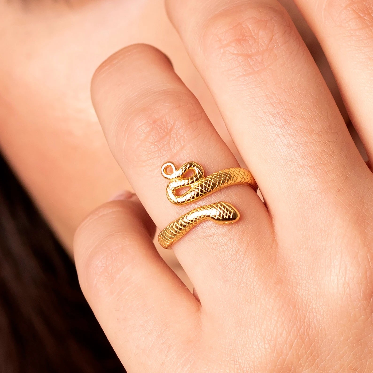 Bague serpent double tours dorée à l'or fin