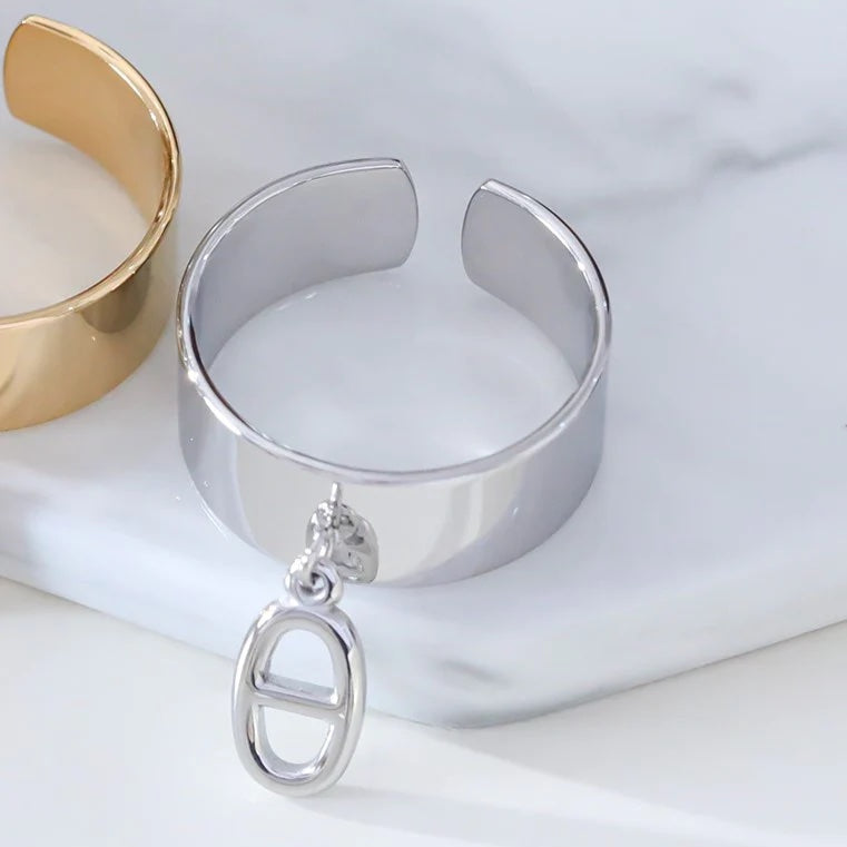 Bague médaille maille marine en acier inoxydable