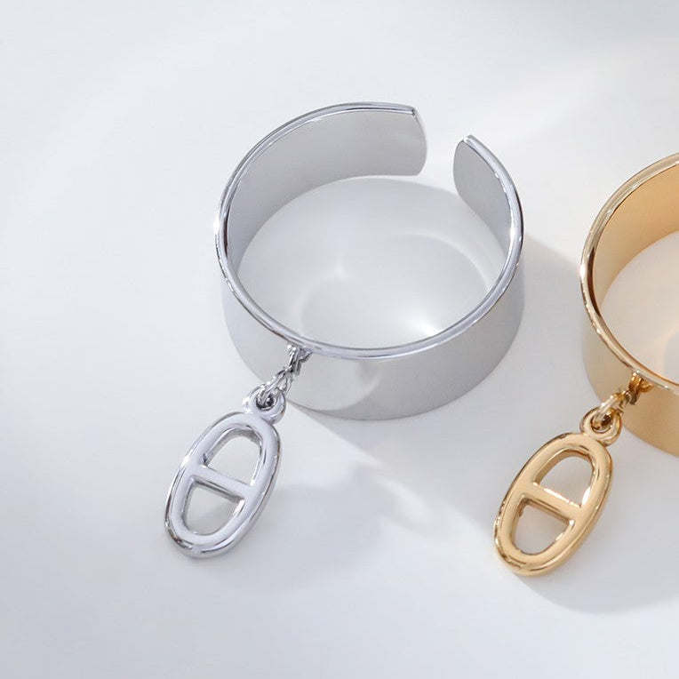 Bague médaille maille marine en acier inoxydable