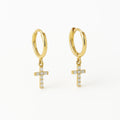 Boucles d'oreilles Créoles Croix - anneaux Croix - anneaux de cartilage en Plaqué Or