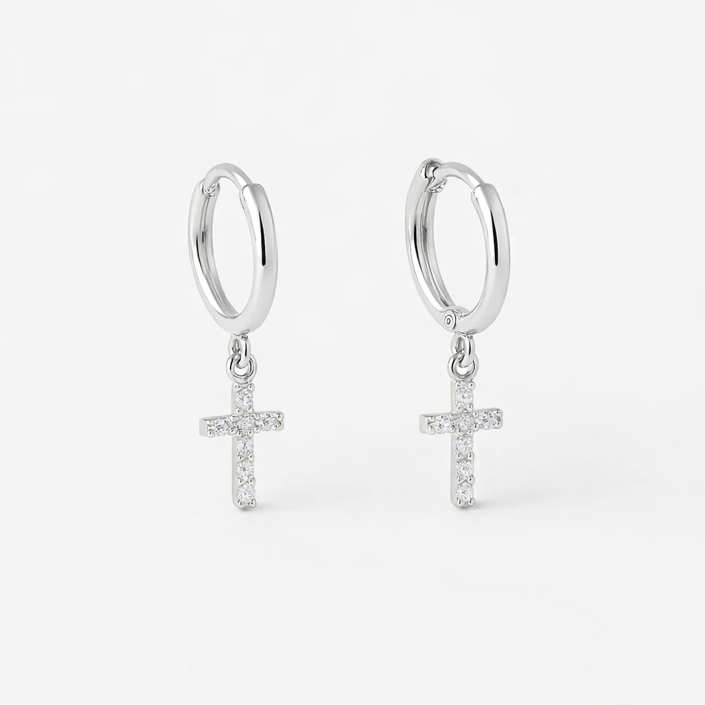 Boucles d'oreilles Créoles Croix - anneaux Croix - anneaux de cartilage en Argent 925
