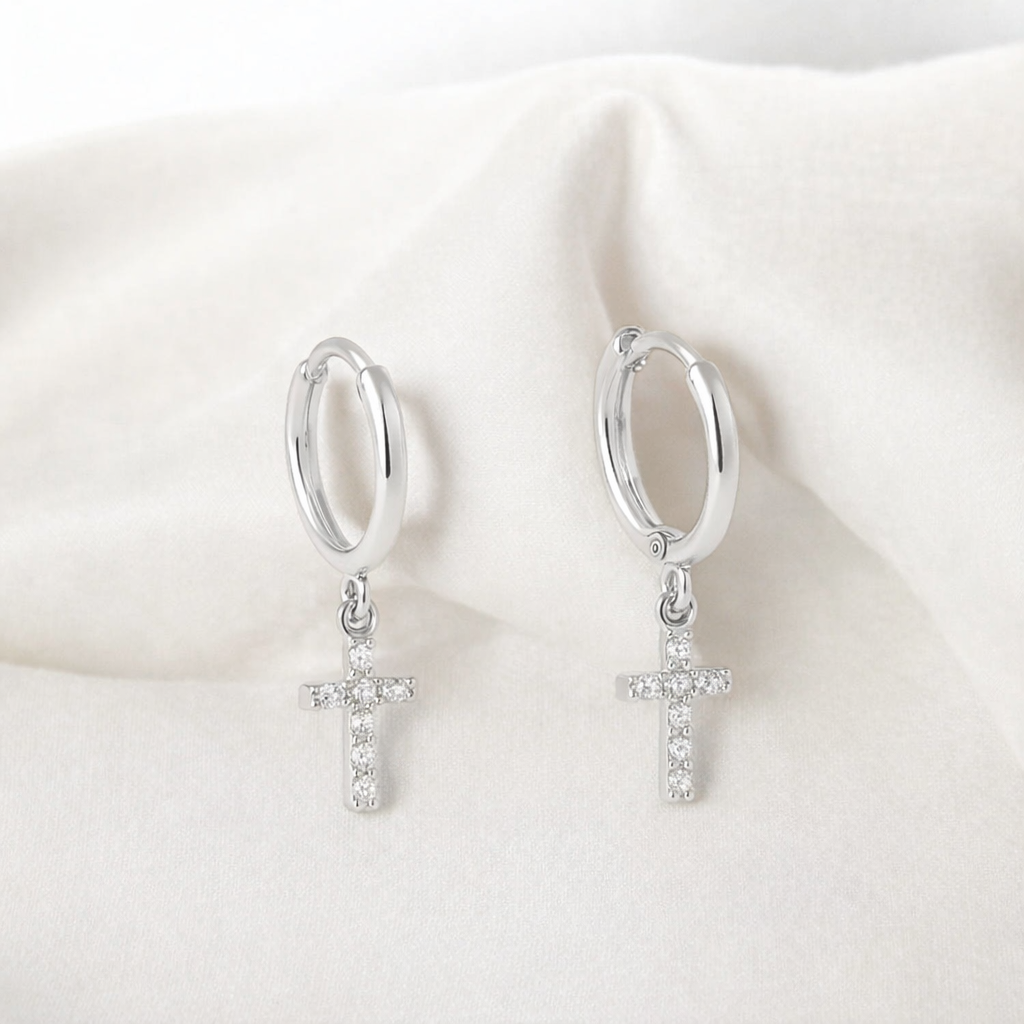 Boucles d'oreilles Créoles Croix - anneaux Croix - anneaux de cartilage en Argent 925