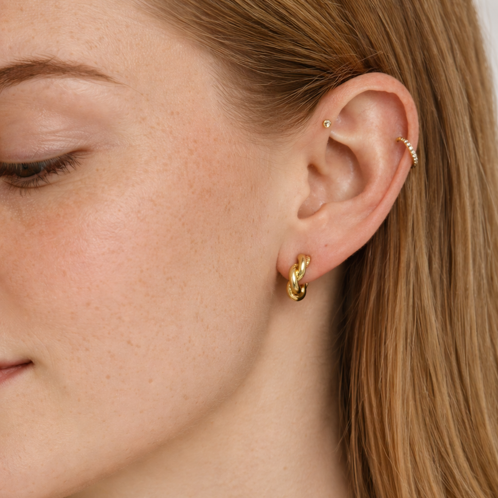 Boucles d'oreilles mini créoles tressées