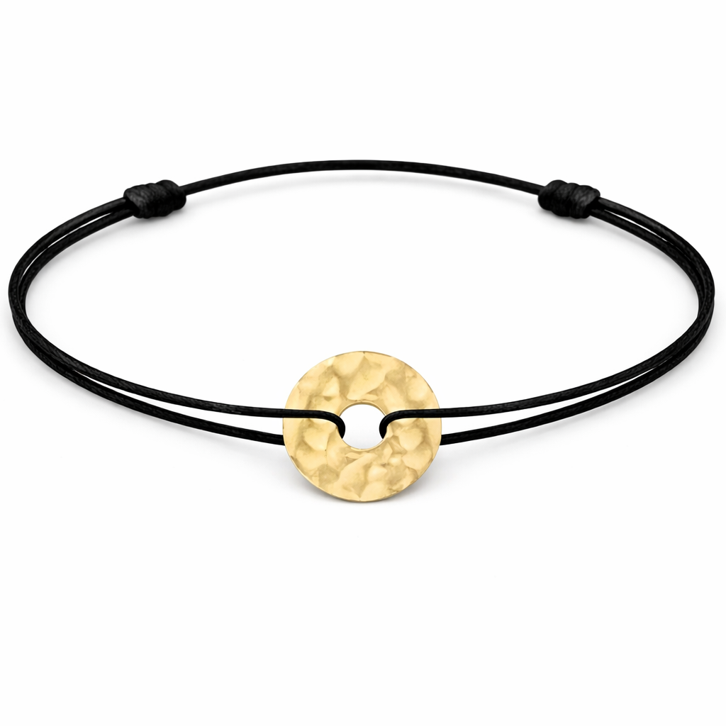 Bracelet médaille martelée en plaqué or - Bracelet Cercle / Cible martelée