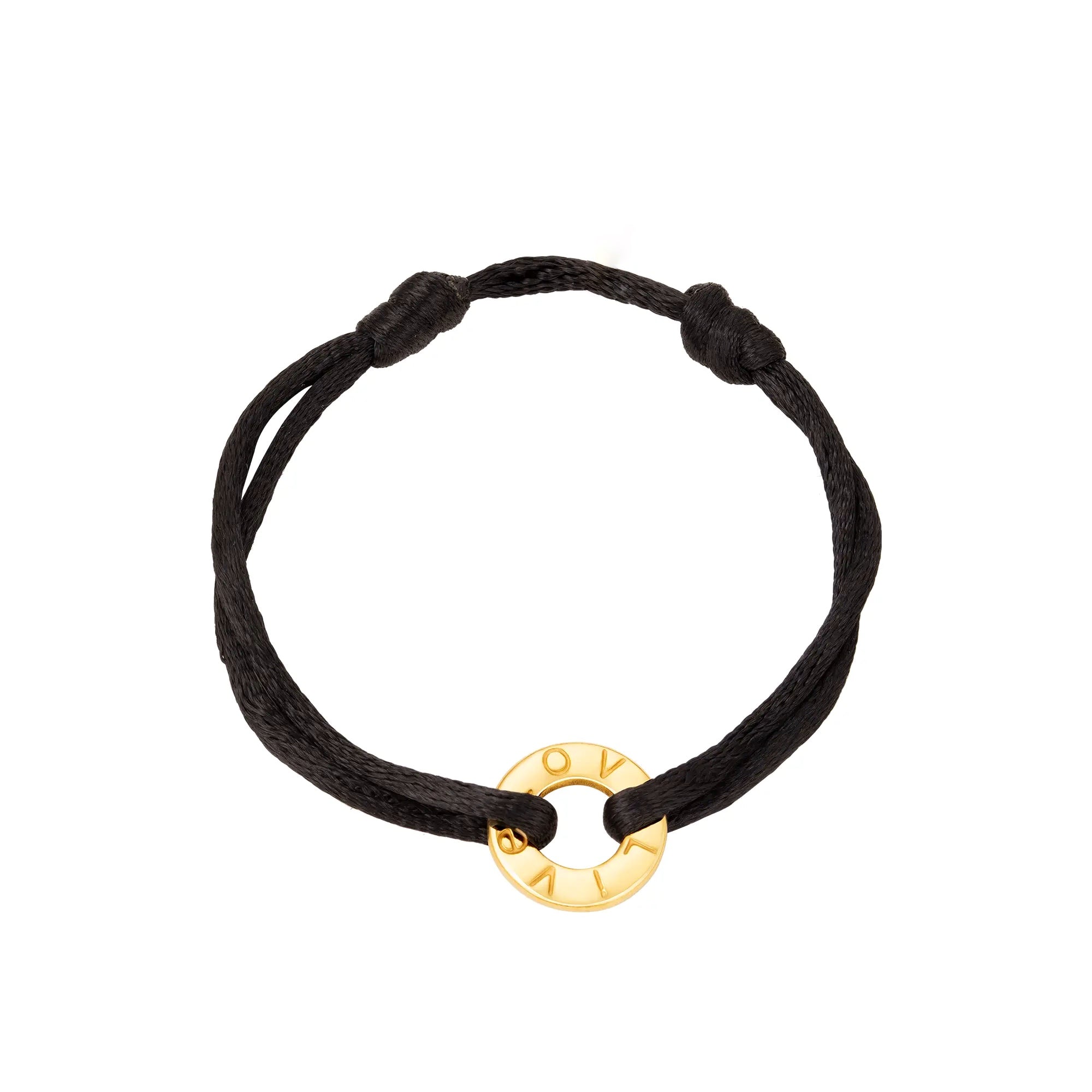 Bracelet cercle Love doré sur cordon - Taille ajustable