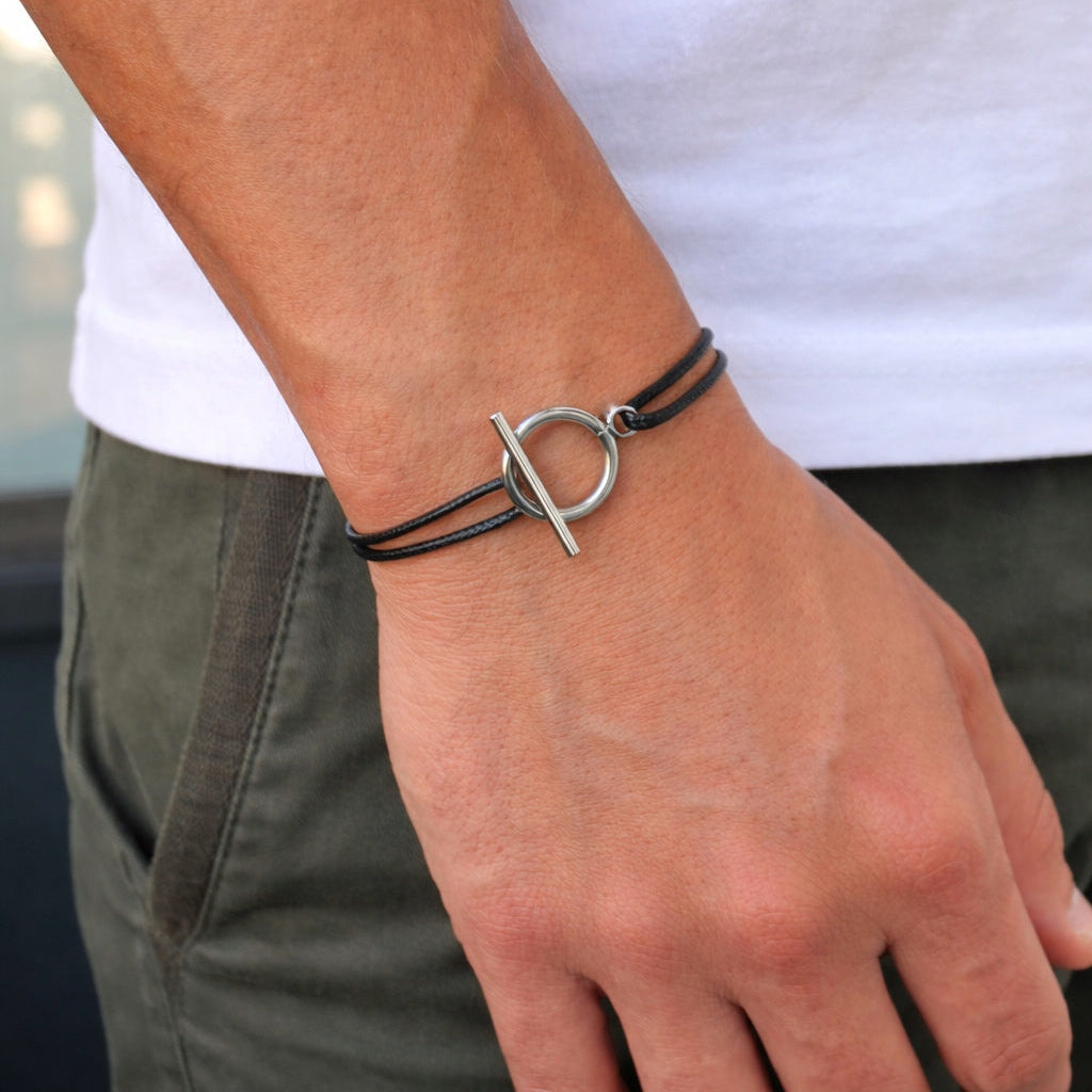 Bracelet fermoir T toggle - bracelet fermoir cercle et barre pour Elle&Lui