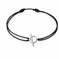 Bracelet cordon fermoir toggle en argent 925 - bracelet fermoir cercle et barre