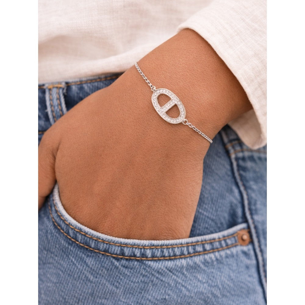 Bracelet maille marine en argent 925 et oxydes de zirconium