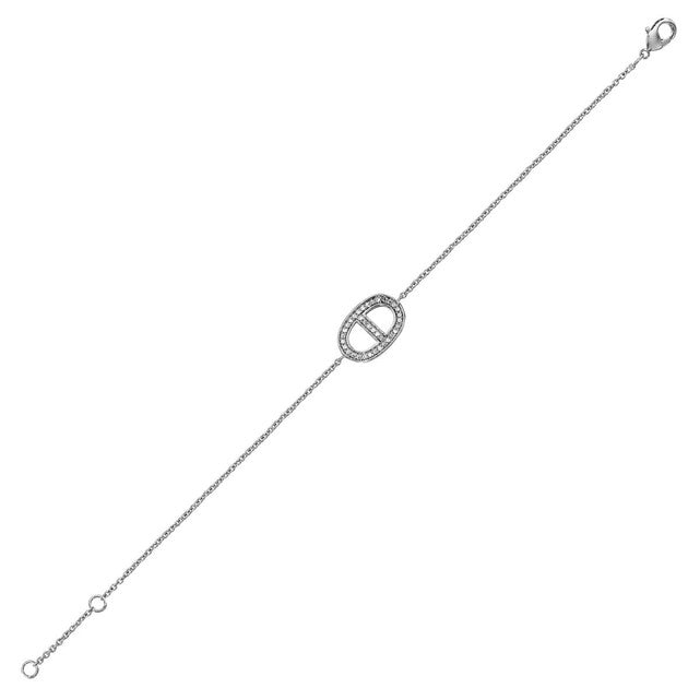 Bracelet maille marine en argent 925 et oxydes de zirconium