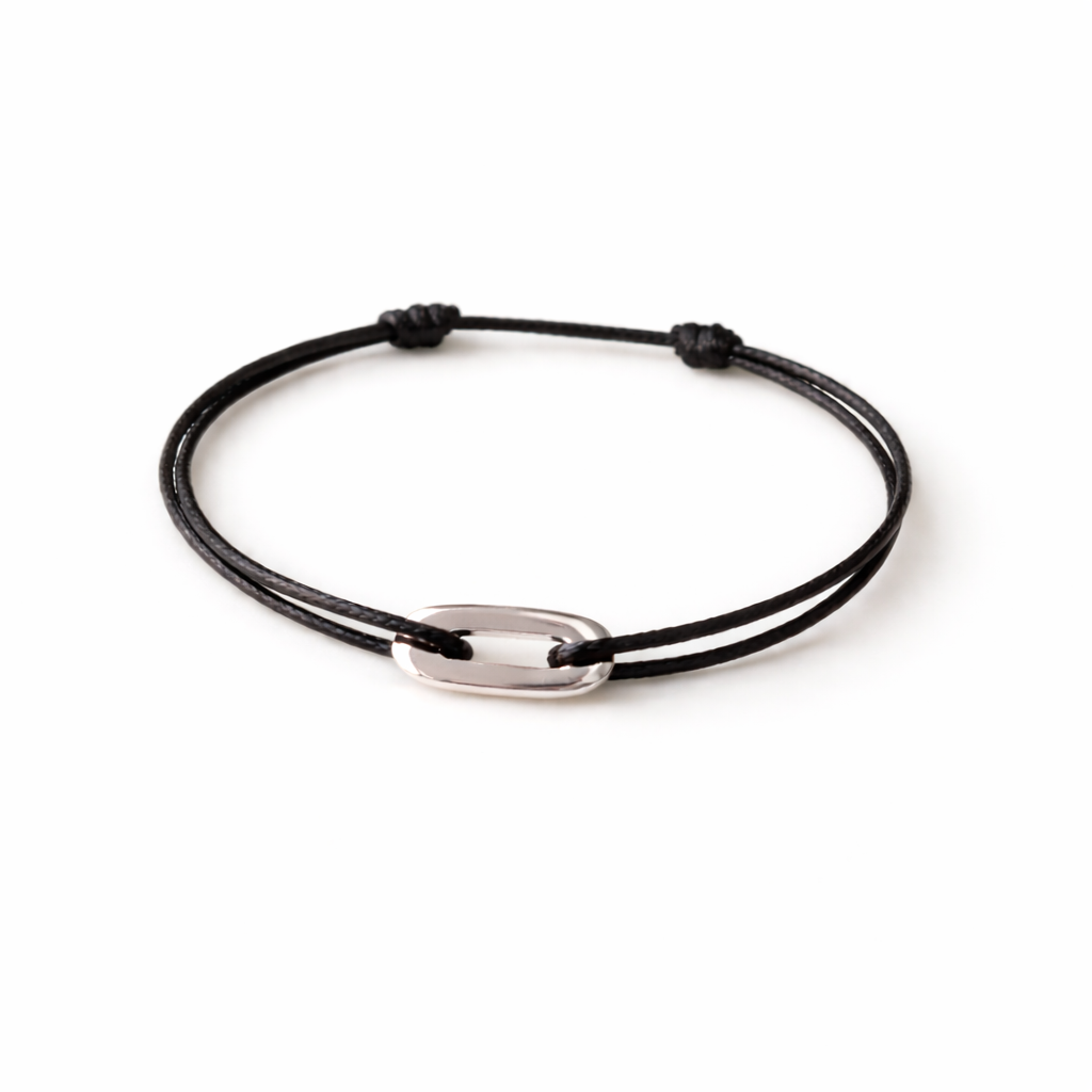Bracelet maillon plat en Argent 925 sur cordon