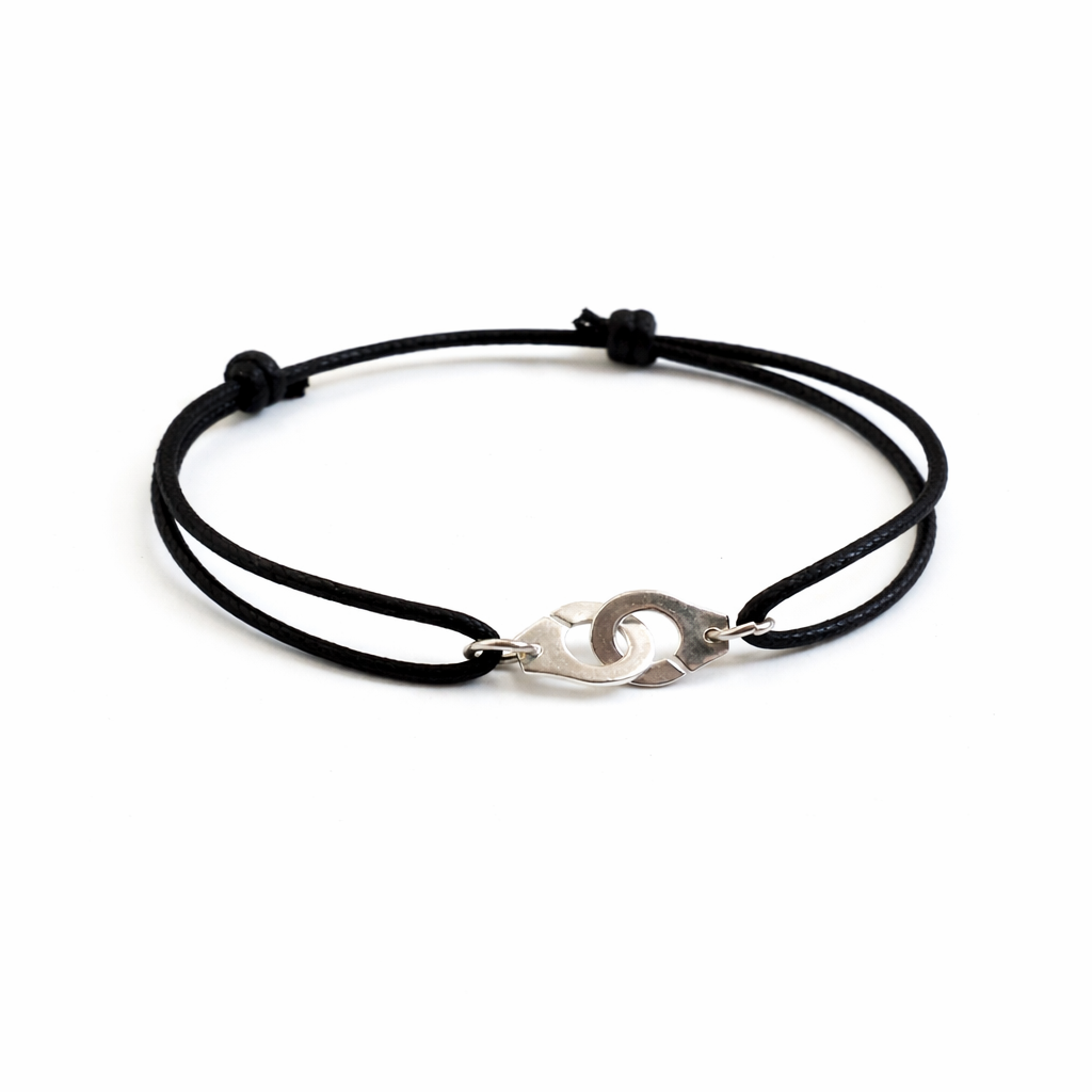Bracelet menottes en Argent 925 sur cordon coton - Couleur au choix