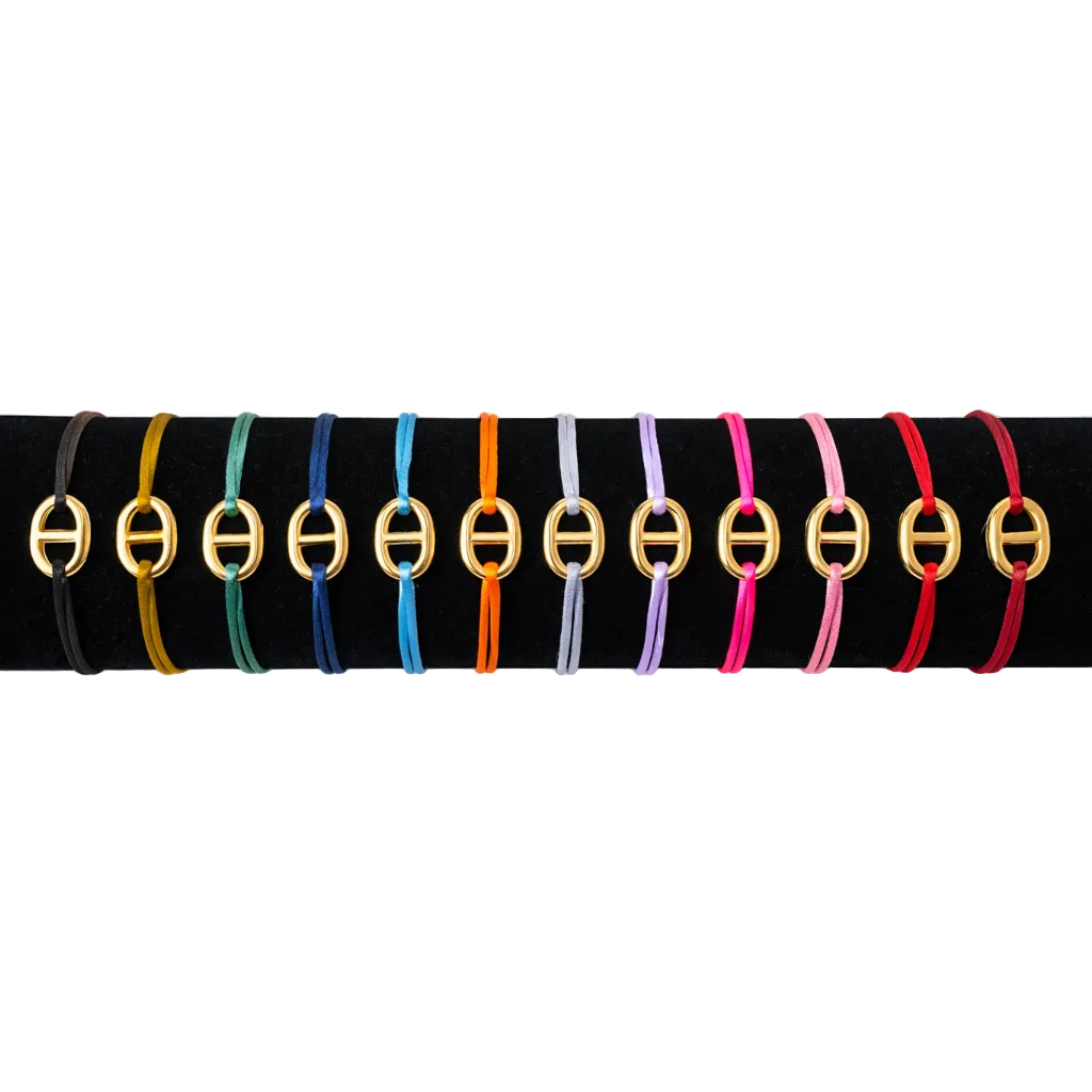 Bracelet petite maille marine dorée sur Cordon