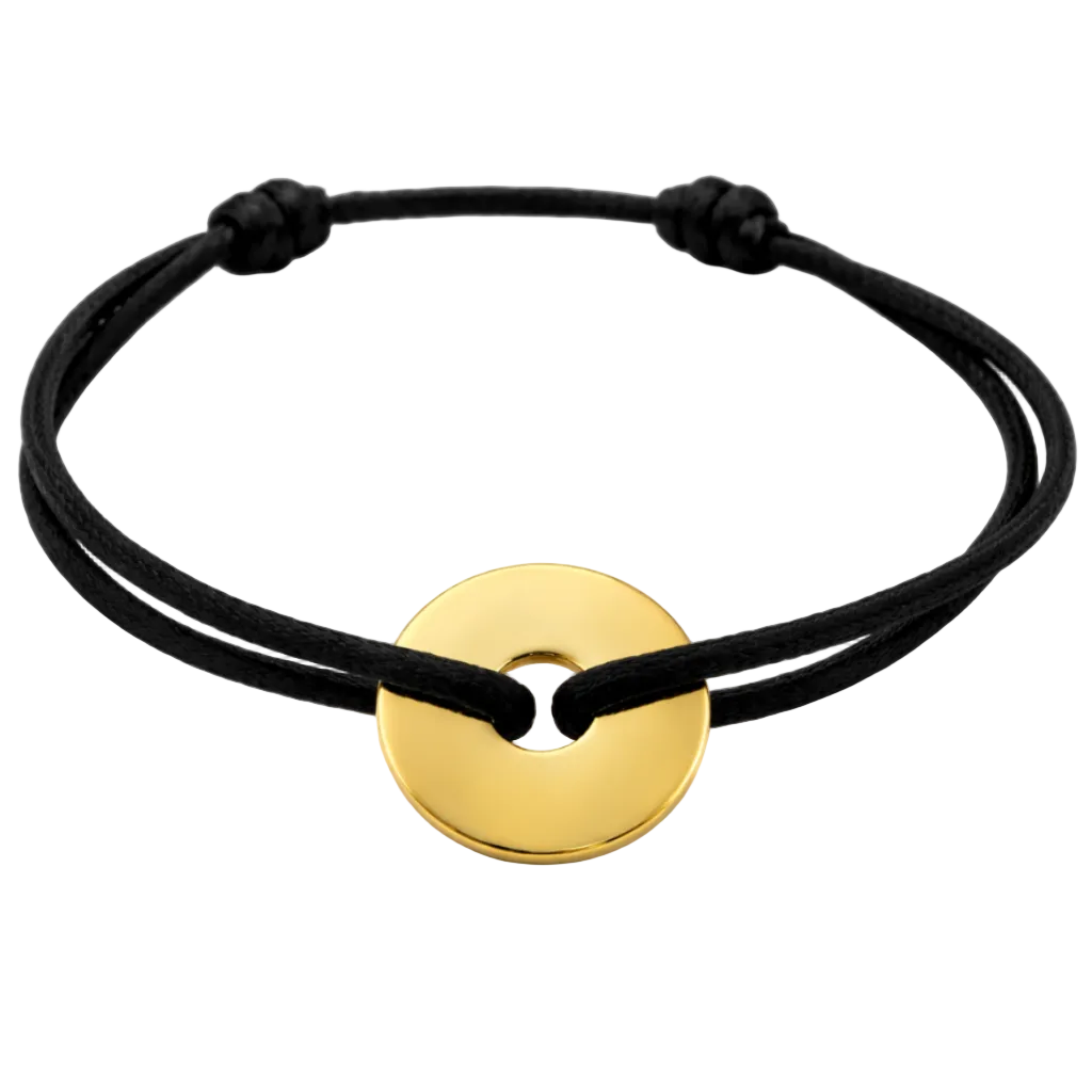 Bracelet médaille en plaqué or - Bracelet Cercle / Cible sur cordon