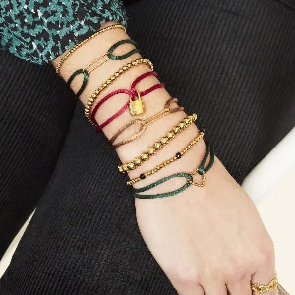 Bracelet cadenas doré sur cordon - Taille ajustable