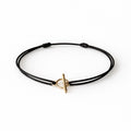 Bracelet cordon fermoir toggle en plaqué or - bracelet fermoir cercle et barre