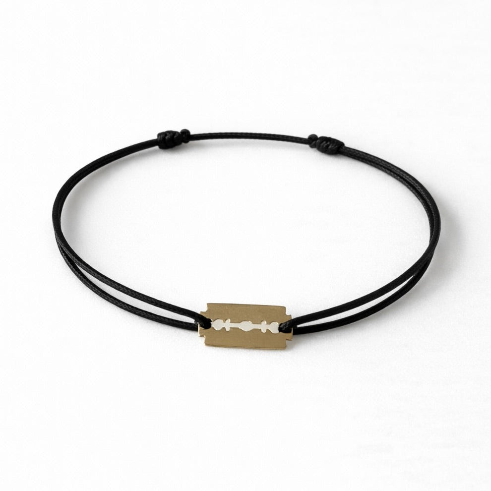Bracelet Lame de Rasoir en plaqué Or sur cordon