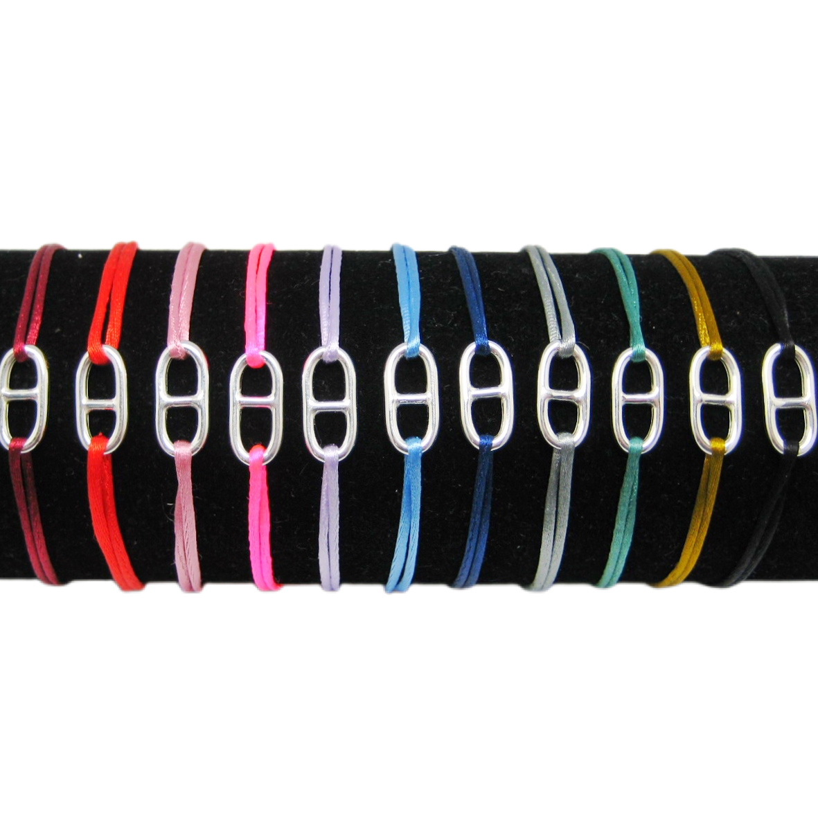 Bracelet petite maille marine sur Cordon en Argent 925