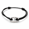 Bracelet maille marine en Argent 925 sur Cordon - Bracelet marin