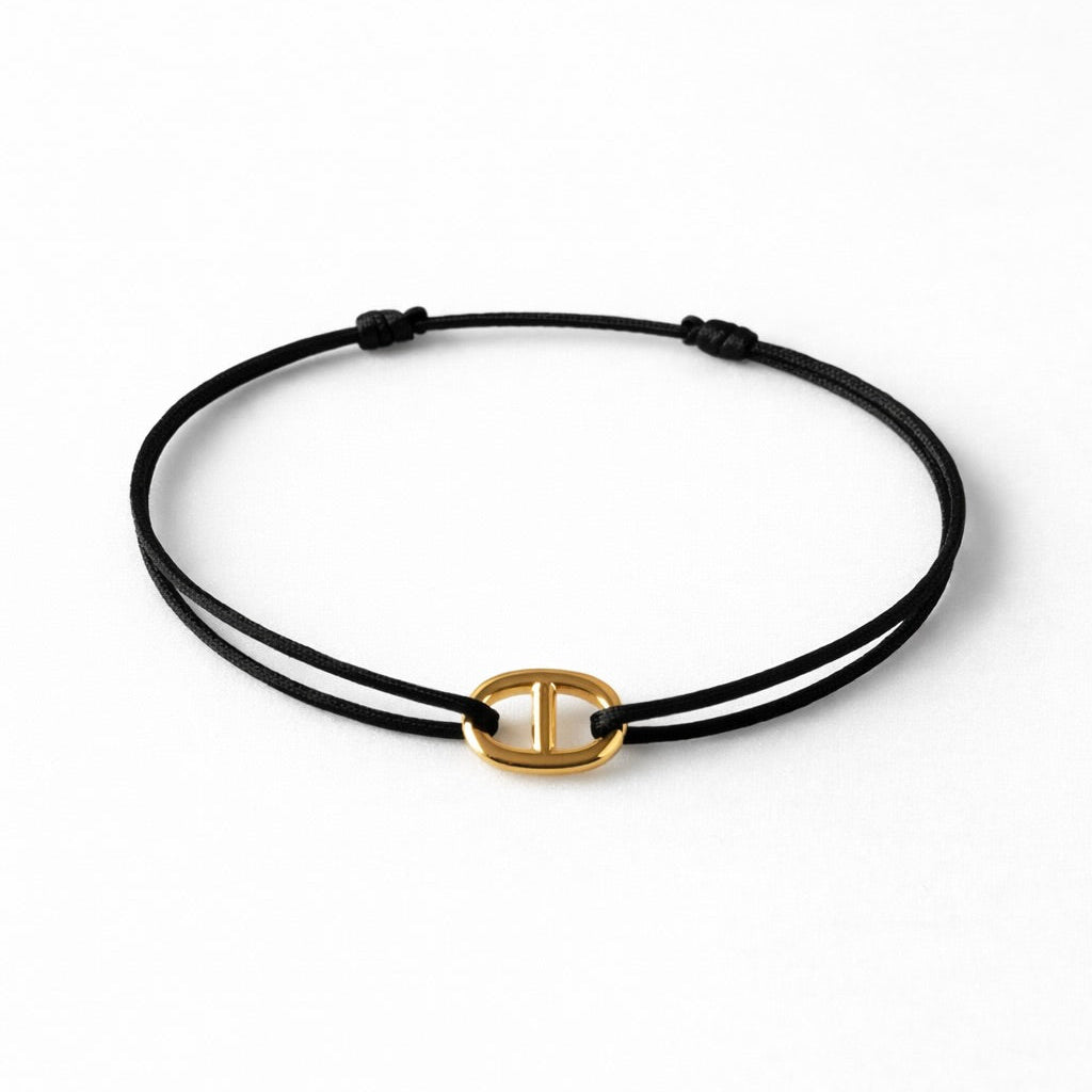 Bracelet petite maille marine dorée sur Cordon