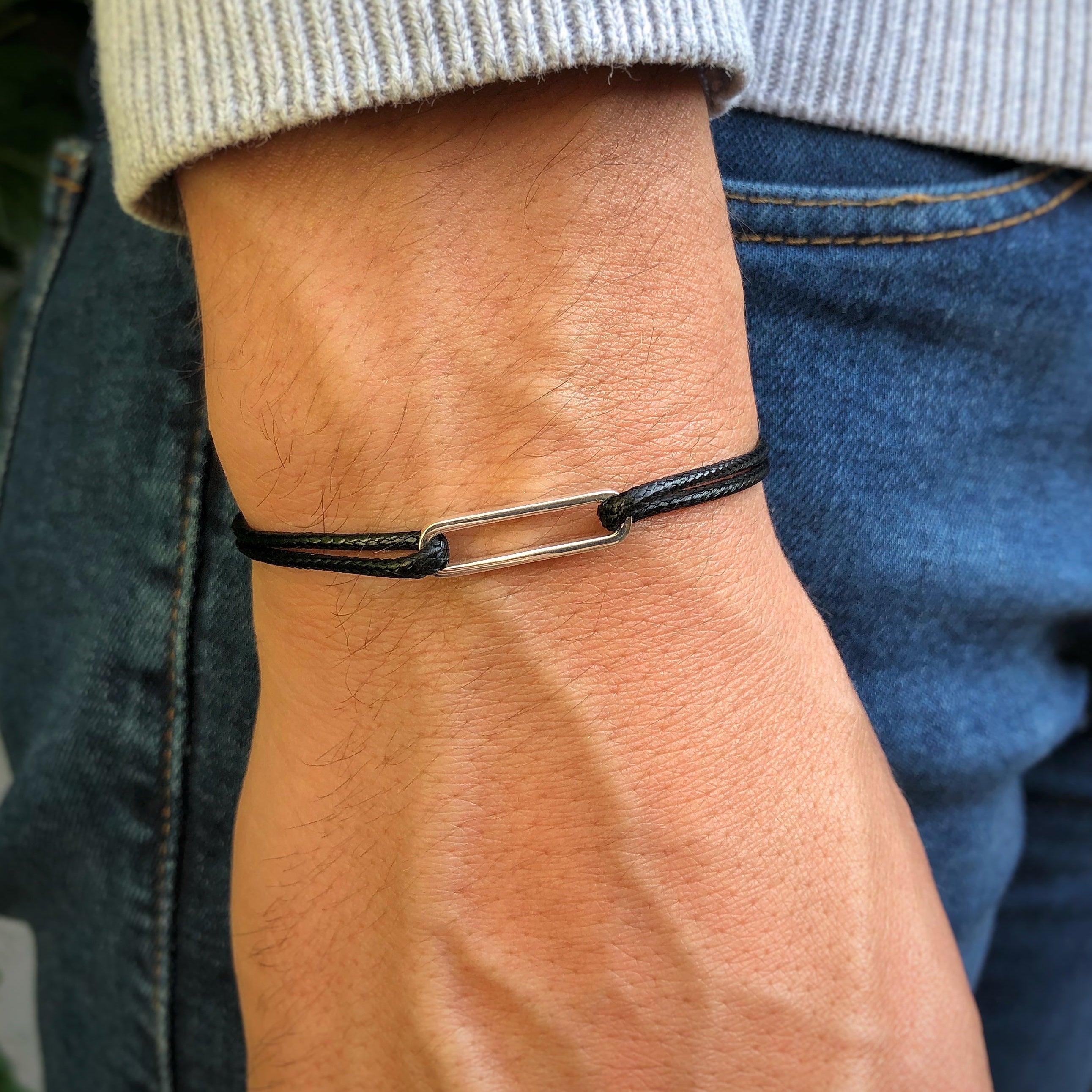 Bracelet maillon en Argent 925 sur cordon