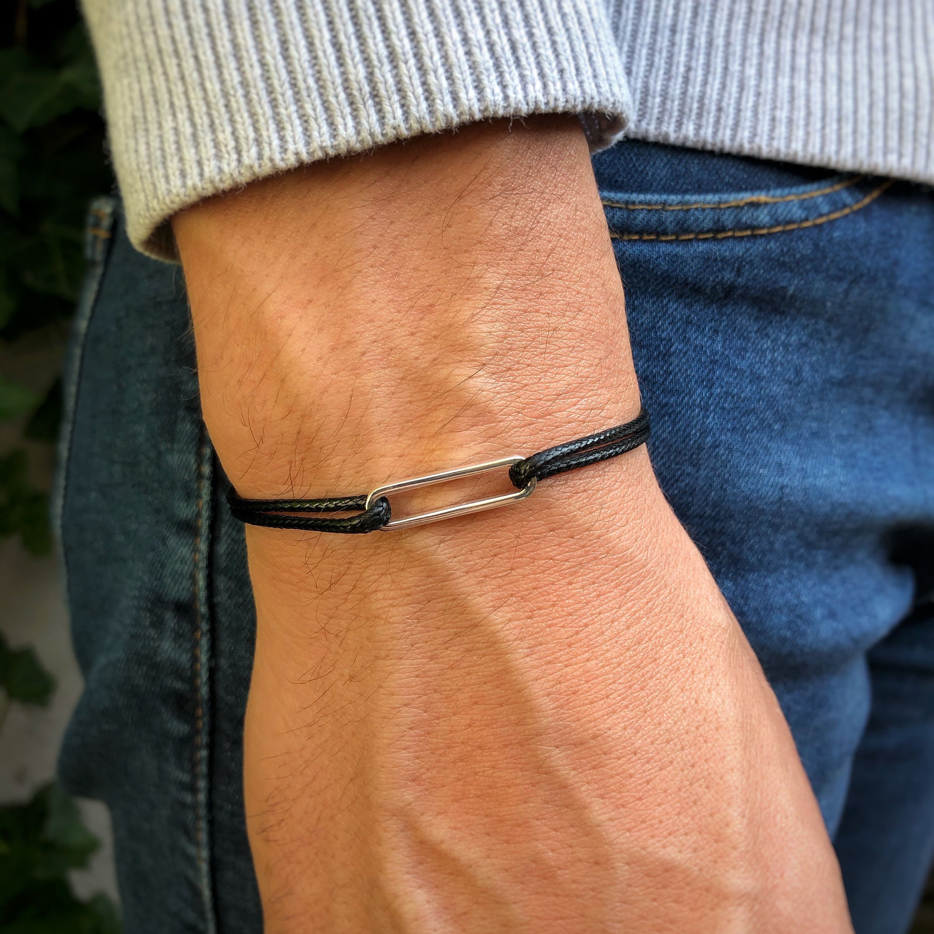 Bracelet maillon en Argent 925 sur cordon