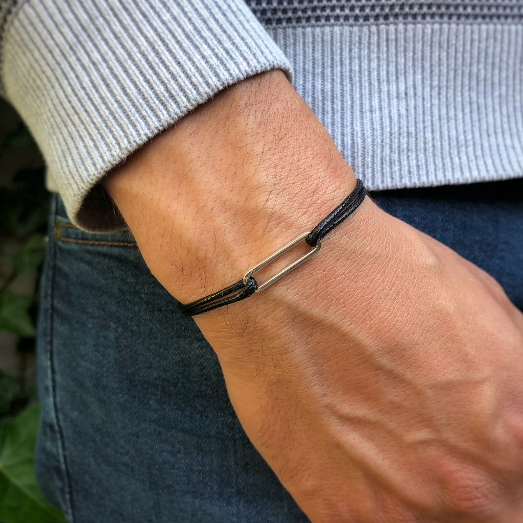 Bracelet maillon en Argent 925 sur cordon