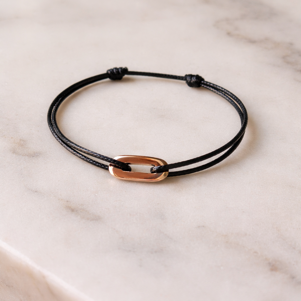 Bracelet maillon plat en Argent 925 sur cordon