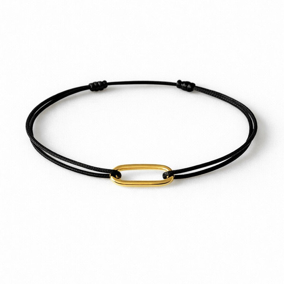 Bracelet gros maillon plaqué dorée sur cordon