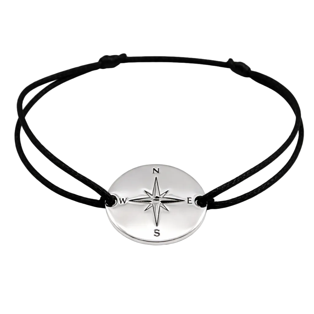 Bracelet médaille Point cardinaux - Rose des vents en Argent 925