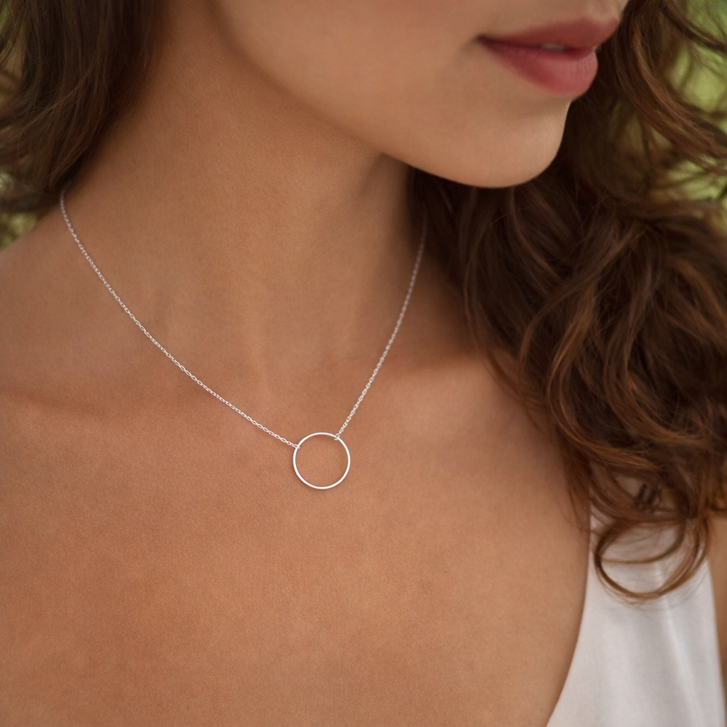 Collier rond - cercle - anneau fin en Argent 925