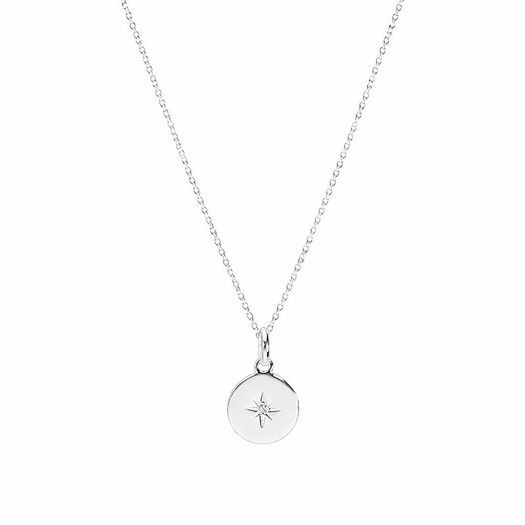 Collier pendentif étoile du Nord - Collier médaille étoile du Nord en Argent 925 et Zirconium