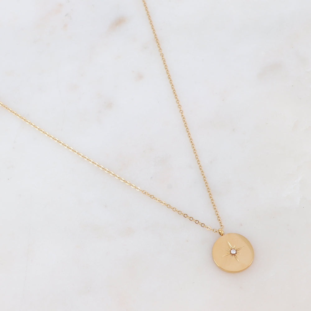 Collier pendentif étoile du Nord - Collier médaille étoile du Nord en acier inoxydable.