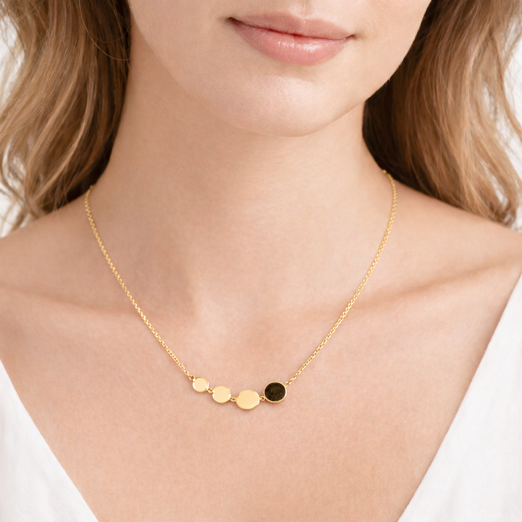 Collier 4 pastilles / ronds plaqué or