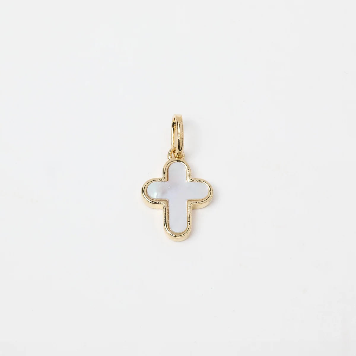 Collier pendentif mini croix plaqué or et nacre