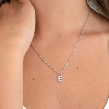Collier lettre strass zircon argenté collier prénom alphabet, collier initiale personnalisé mot au choix , cadeau d’anniversaire, bijoux femme.