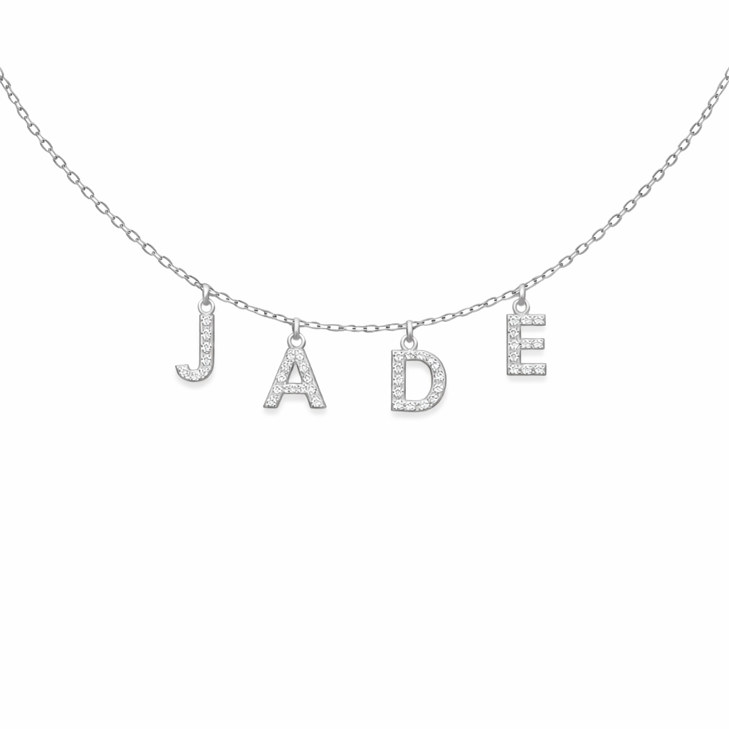 Collier lettre strass zircon argenté collier prénom alphabet, collier initiale personnalisé mot au choix , cadeau d’anniversaire, bijoux femme.