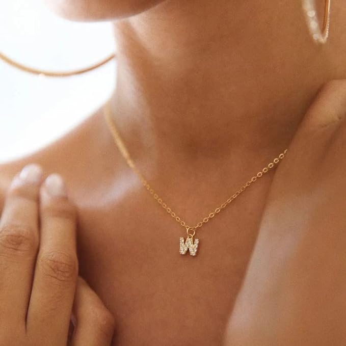 Collier lettre strass zircon doré collier prénom alphabet, collier initiale personnalisé mot au choix.